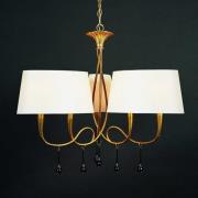 Hanglamp Paola m 6 lampjes goud m textiel lampenk