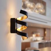 LED wandlamp Helix, zwart-goud, 26 cm