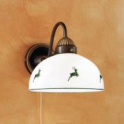 Rustieke wandlamp Nonna groen met herten