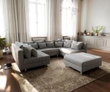 DELIFE Woonlandschap Clovis lichtgrijs modulaire structuur hocker