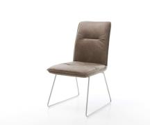 DELIFE Eetkamerstoel Vinjo-Flex microvelours taupe vintage slipframe r...