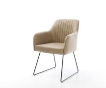 DELIFE Eetkamerstoel Greg-Flex microvelours beige vintage slipframe zw...