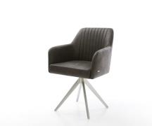 DELIFE Eetkamerstoel Greg-Flex microvelours antraciet vintage kruisfra...