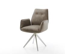 DELIFE Eetkamerstoel Zoa-Flex microvelours taupe vintage kruisframe ho...