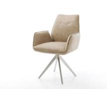 DELIFE Eetkamerstoel Zoa-Flex microvelours beige vintage kruisframe ho...