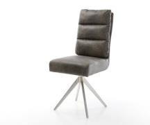 DELIFE Eetkamerstoel Pela-Flex microvelours grijs antiek kruisframe ho...