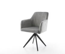 DELIFE Eetkamerstoel Greg-Flex fluweel grijs kruisframe hoekig zwart p...