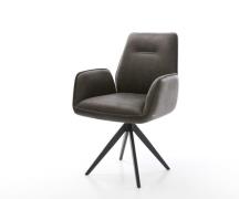 DELIFE Eetkamerstoel Zoa-Flex microvelours antraciet vintage kruisfram...