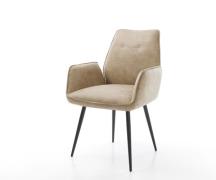 DELIFE Eetkamerstoel Zoa-Flex microvelours beige vintage 4-poot conisc...