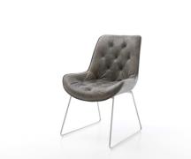 DELIFE Eetkamerstoel Taimi-Flex microvelours grijs antiek slipframe ro...