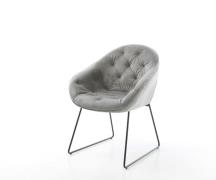 DELIFE Eetkamerstoel Gaio-Flex fluweel grijs slipframe zwart