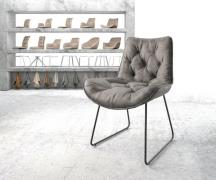 DELIFE Eetkamerstoel Taimi-Flex microvelours grijs antiek slipframe zw...