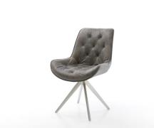 DELIFE Eetkamerstoel Taimi-Flex microvelours grijs antiek kruisframe h...