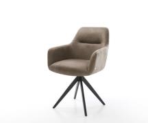 DELIFE Eetkamerstoel Pejo-Flex microvelours taupe vintage kruisframe h...
