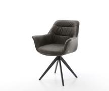 DELIFE Eetkamerstoel Kaira-Flex microvelours antraciet vintage kruisfr...