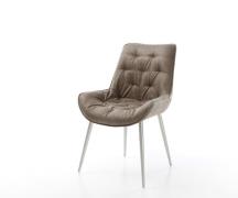 DELIFE Eetkamerstoel Taimi-Flex microvelours taupe vintage 4-poot coni...