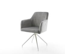 DELIFE Eetkamerstoel Greg-Flex fluweel grijs kruisframe conisch roestv...
