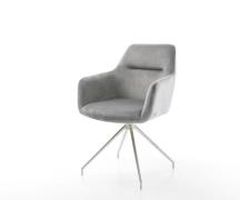 DELIFE Eetkamerstoel Pejo-Flex fluweel grijs kruisframe conisch roestv...