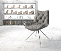 DELIFE Eetkamerstoel Taimi-Flex microvelours grijs antiek kruisframe c...