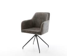 DELIFE Eetkamerstoel Greg-Flex microvelours grijs antiek kruisframe co...