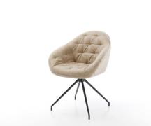 DELIFE Eetkamerstoel Gaio-Flex microvelours beige vintage kruisframe c...