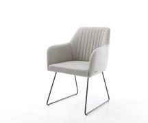 DELIFE Eetkamerstoel Greg-Flex stripes lichtgrijs slipframe zwart pock...