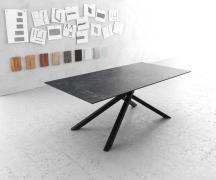 DELIFE Eettafel Edge 200x100cm Laminam® keramiek grijs middenpoot krui...