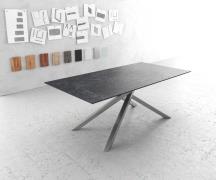 DELIFE Eettafel Edge 200x100cm Laminam® keramiek grijs middenpoot krui...