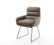 DELIFE Eetkamerstoel Abelia-Flex met armleuning microvelours taupe vin...