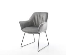 DELIFE Eetkamerstoel Keila-Flex met armleuning fluweel grijs slipframe...
