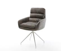 DELIFE Eetkamerstoel Abelia-Flex met armleuning microvelours grijs ant...