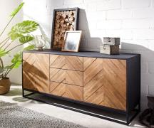 DELIFE Dressoir Famke 145 cm mango teak 2 deuren 3 schuifladen