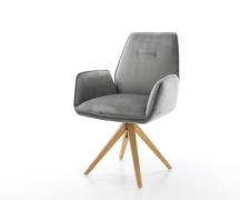 DELIFE Eetkamerstoel Zoa-Flex fluweel grijs houten frame hoekig natuur...