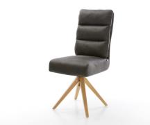 DELIFE Eetkamerstoel Pela-Flex microvelours antraciet vintage houten f...