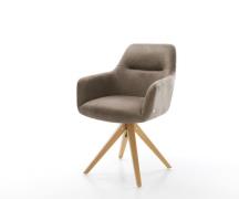 DELIFE Eetkamerstoel Pejo-Flex microvelours taupe vintage houten frame...