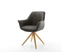 DELIFE Eetkamerstoel Keila-Flex met armleuning microvelours antraciet ...