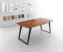 DELIFE Eettafel Edge Boot 180x90 acacia bruin metaal schuin Zwitserse ...