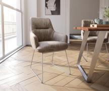 DELIFE Eetkamerstoel Zelia-Flex met armleuning microvelours taupe vint...