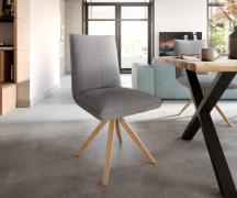 DELIFE Eetkamerstoel Lelio-Flex structuurstof lichtgrijs houten frame ...