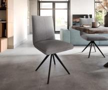 DELIFE Eetkamerstoel Lelio-Flex structuurstof lichtgrijs kruisframe br...