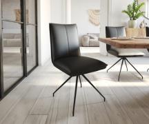 DELIFE Eetkamerstoel Lelio-Flex echt leer zwart kruisframe conisch zwa...