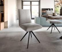 DELIFE Eetkamerstoel Lelio-Flex fluweel grijs kruisframe breed zwart p...