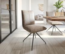 DELIFE Eetkamerstoel Lelio-Flex microvelours taupe vintage kruisframe ...