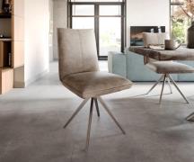 DELIFE Eetkamerstoel Lelio-Flex microvelours taupe vintage kruisframe ...