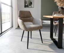 DELIFE Eetkamerstoel Yago-Flex met armleuning microvelours taupe vinta...