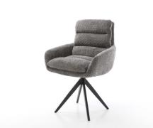 DELIFE Eetkamerstoel Abelia-Flex met armleuning bouclé grijs kruisfram...