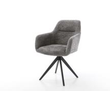 DELIFE Eetkamerstoel Pejo-Flex bouclé grijs kruisframe hoekig zwart po...