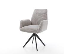 DELIFE Eetkamerstoel Zoa-Flex koord zilver grijs kruisframe hoekig zwa...