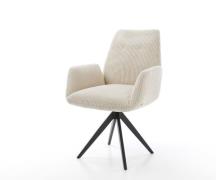 DELIFE Eetkamerstoel Zoa-Flex koord beige kruisframe hoekig zwart pock...