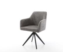 DELIFE Eetkamerstoel Greg-Flex bouclé grijs kruisframe hoekig zwart